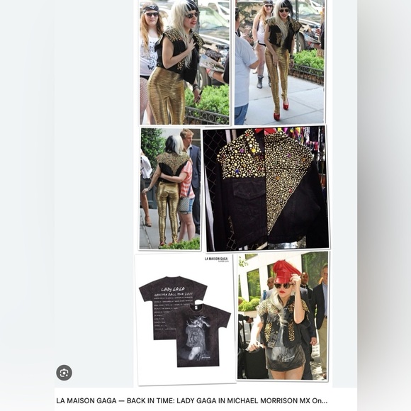 Vtg MICHAEL MORRISON Studded Denim Jacket Crystals PEACE SIGN Y2K Gaga Size M - Picture 4 of 11